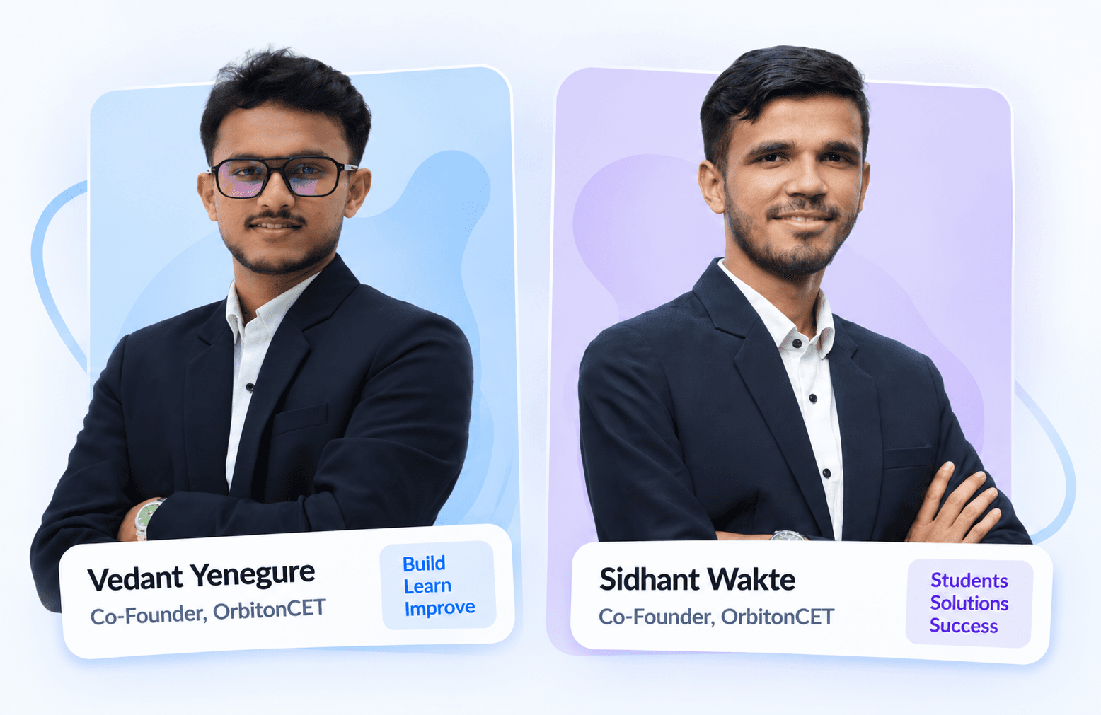 Vedant Yenegure and Sidhant Wakte, co-founders of OrbitonCET
